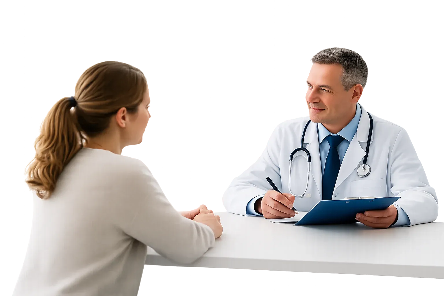 Doctor discussing HbA1c test results with patient.