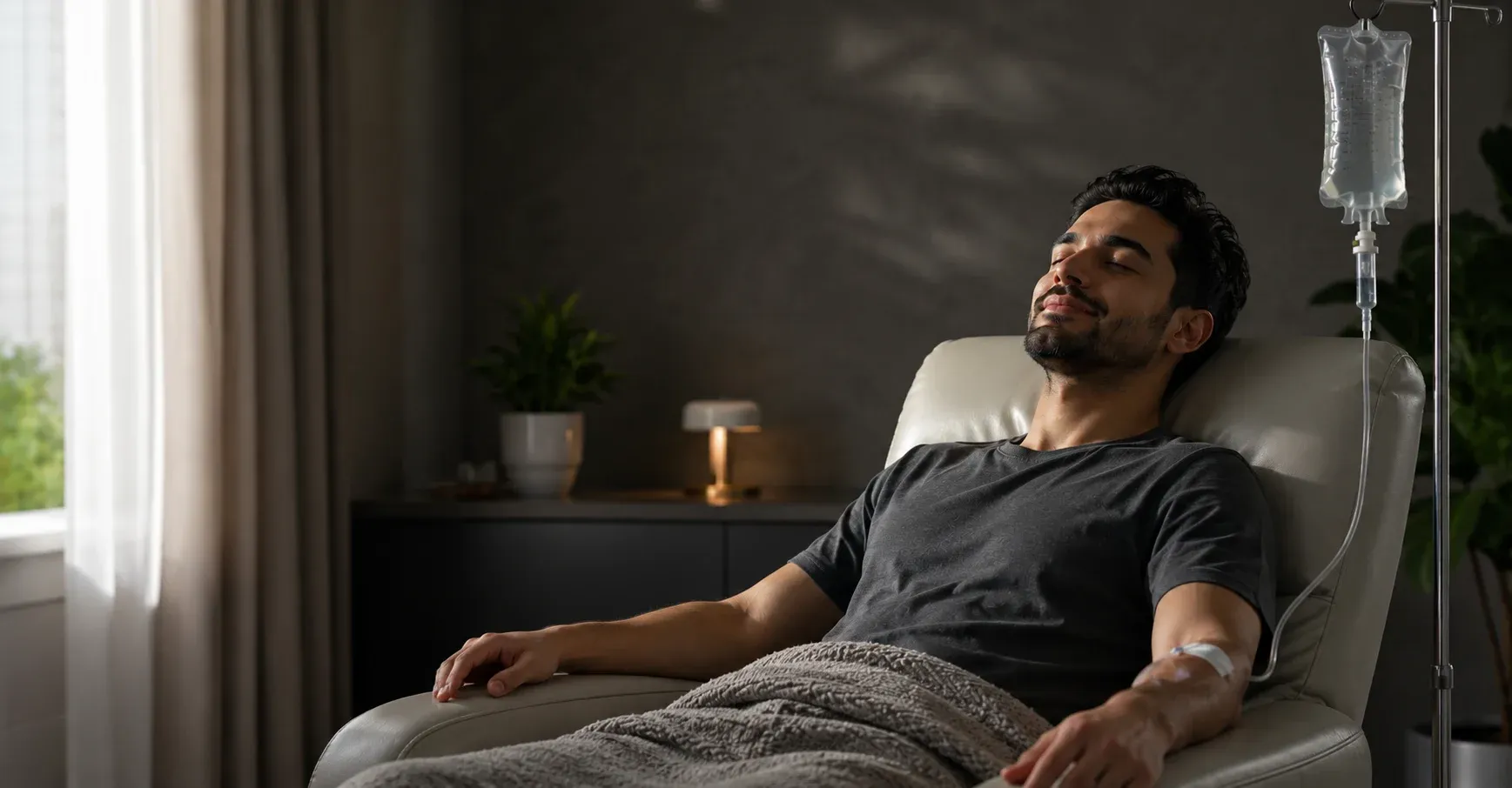 Man receiving energy IV therapy