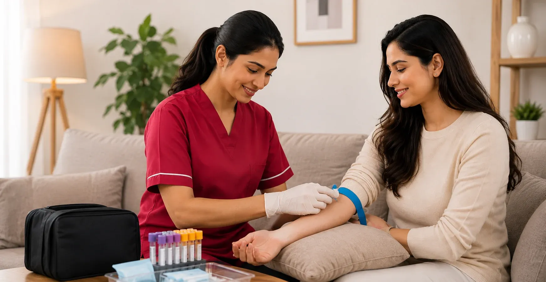 NIPT test at home in Dubai with nurse collecting blood sample