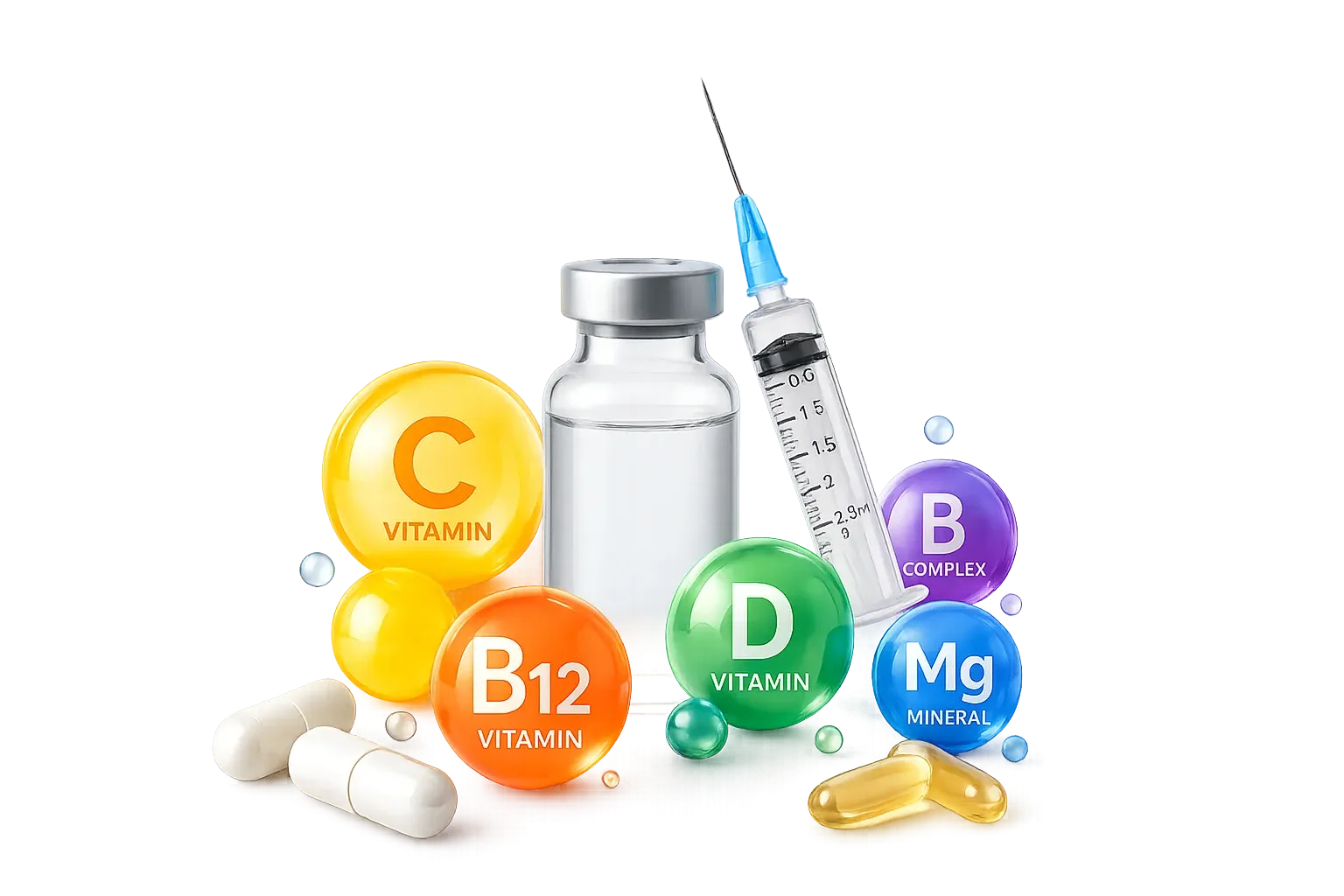 Vitamin injection medical illustration
