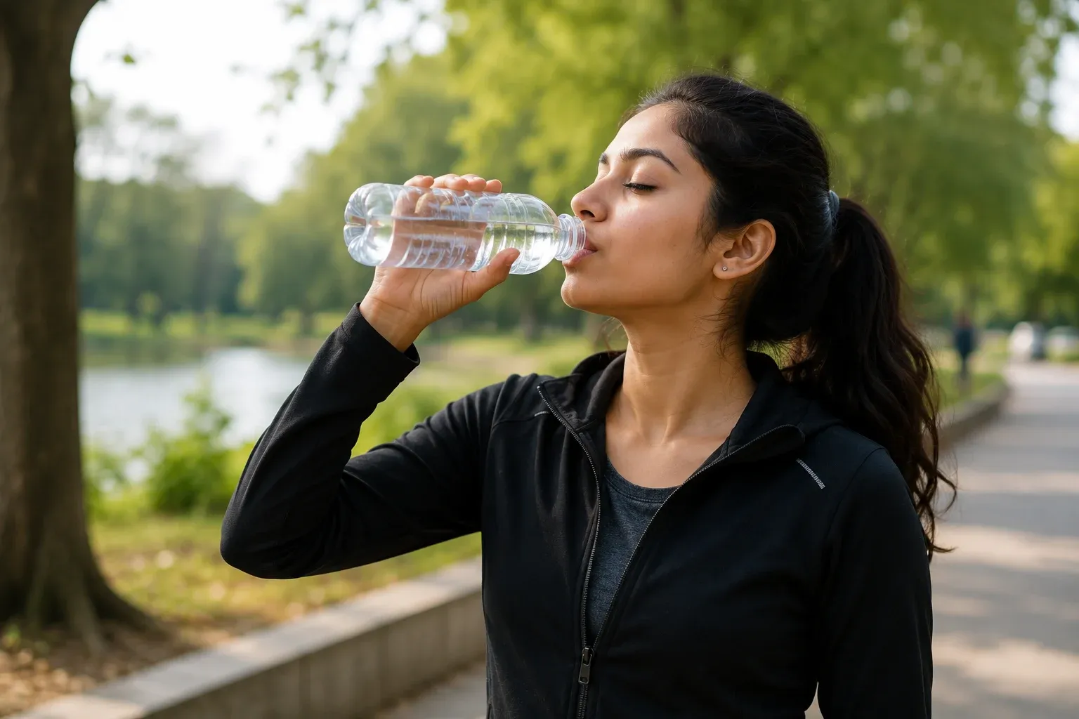 Dehydration prevention woman drinking water