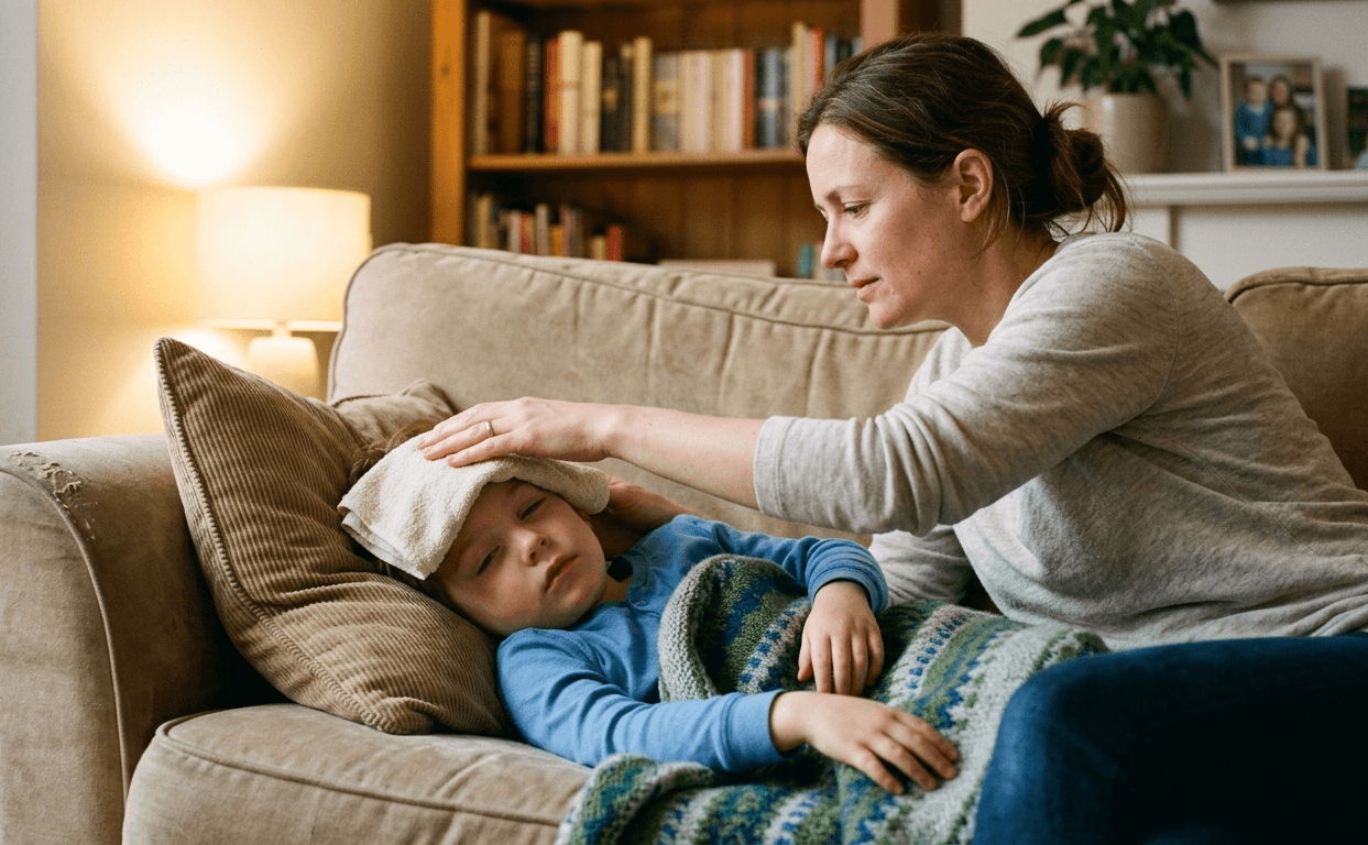 child with heat stroke symptoms at home