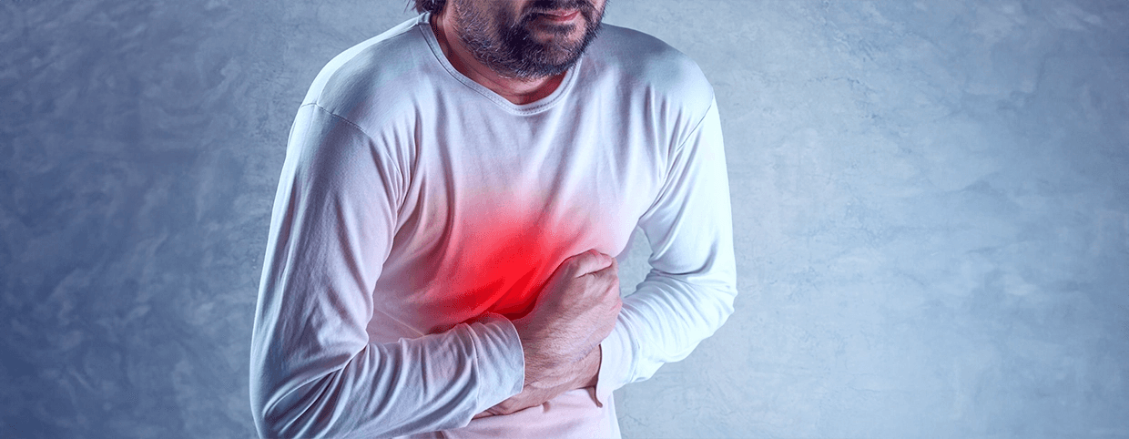 Man having abdominal cramps due to Gastroenteritis
