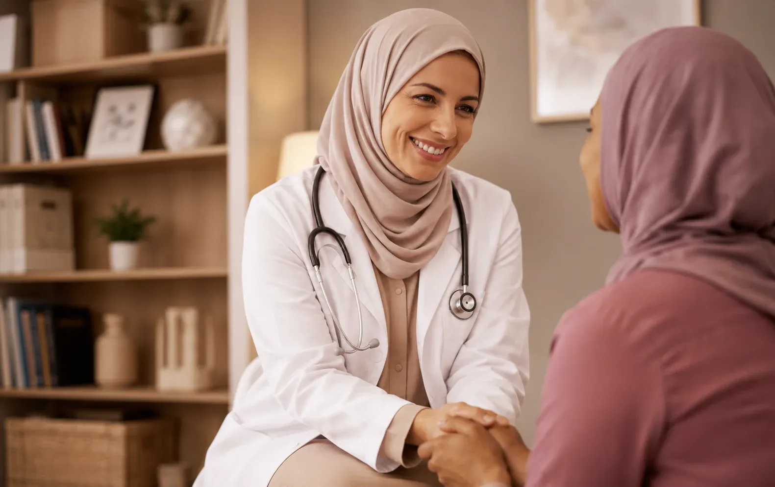 SCFHS-licensed physiotherapist meeting with patient for at-home consultation